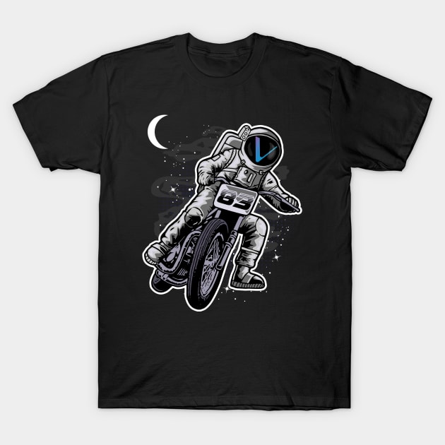 Astronaut Motorbike Vechain Crypto VET Coin To The Moon Token Cryptocurrency Wallet Birthday Gift For Men Women Kids T-Shirt by Thingking About